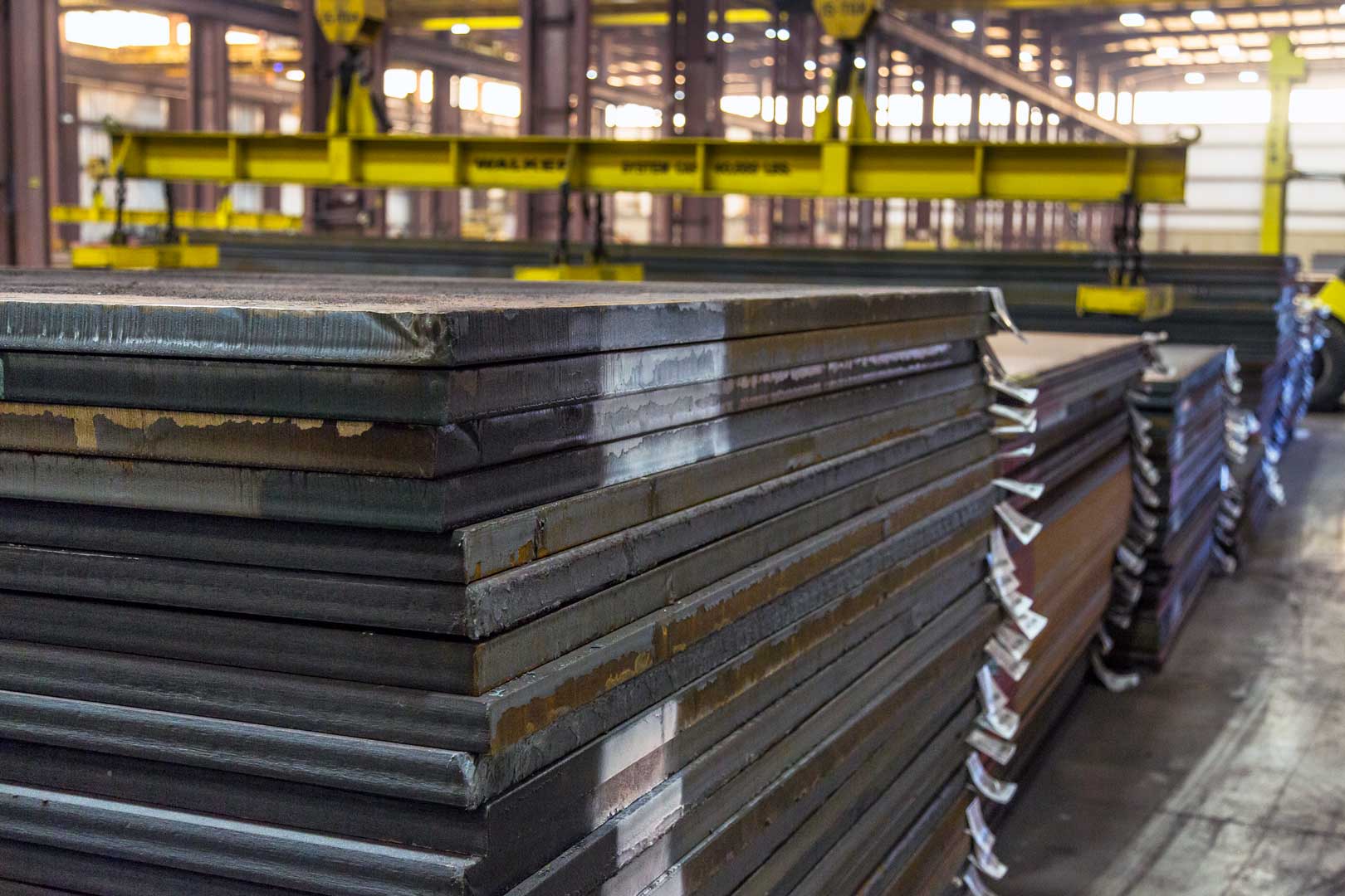 Stack of finished steel plate